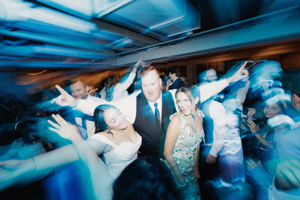 Dancing under blue lights in the Windows Room at Inn on the Twenty