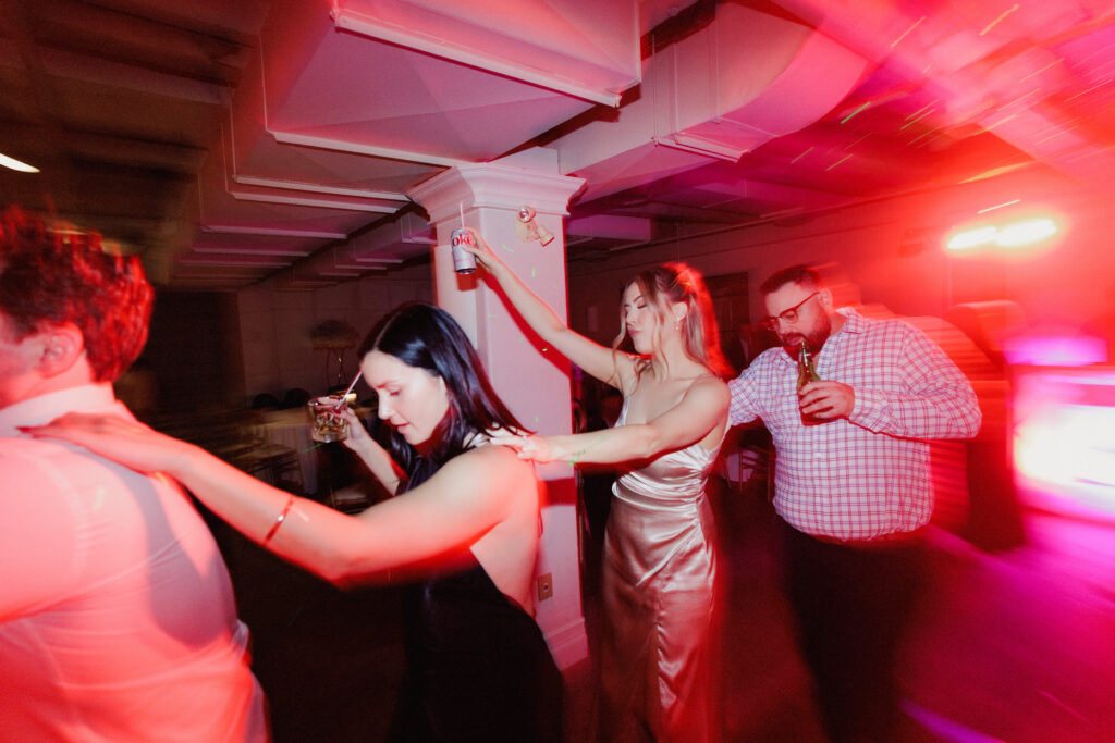 A conga line breaks out at Inn on the Twenty. Hot beats provided by Niagara DJ Dirty Beats